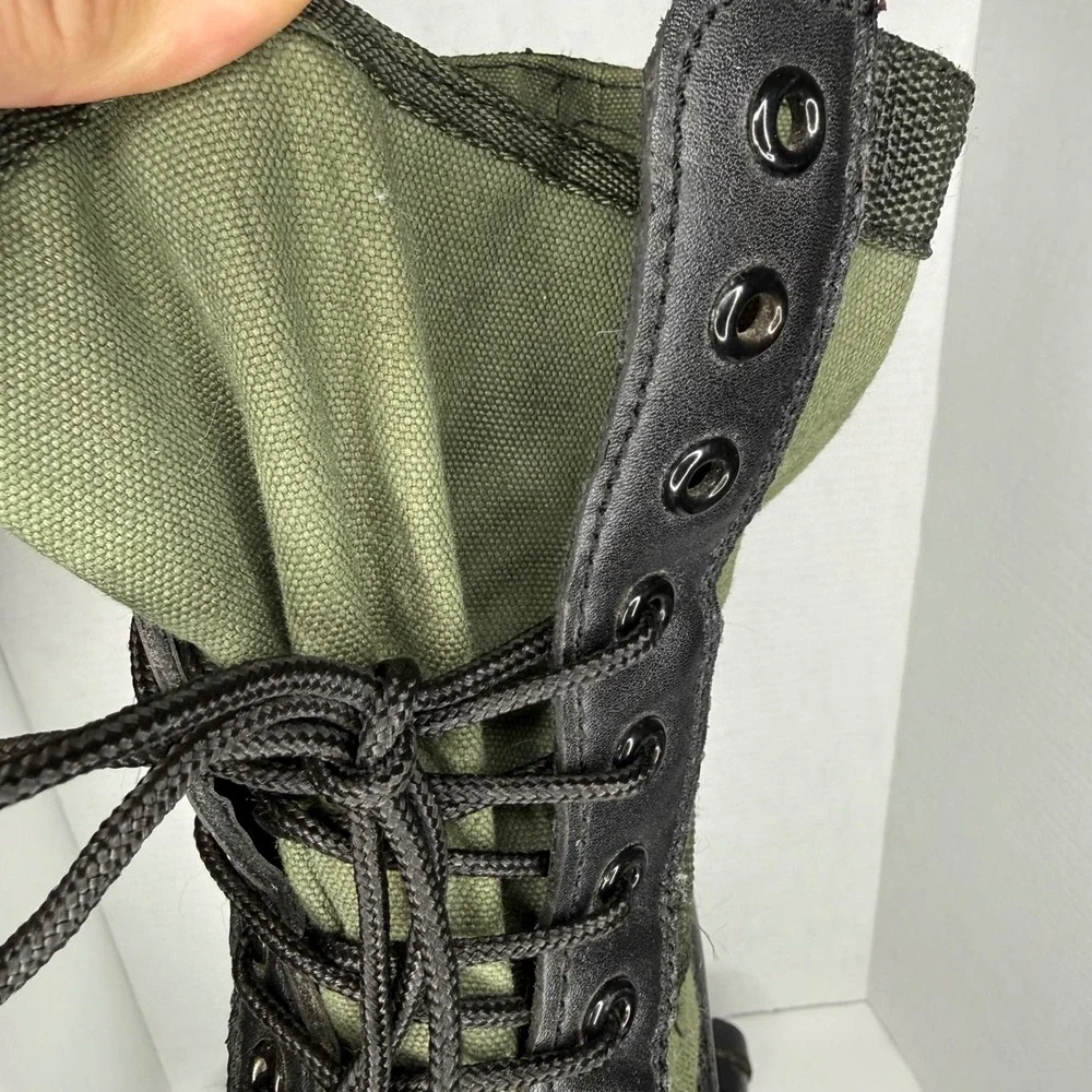 Vietnam Jungle Combat Boots Mens 12 Black Green Leather Military Reproduction